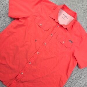 Eddie Bauer Fishing Shirt Mens L Coral Short Sleeve‎ Vented Utility fly fishing